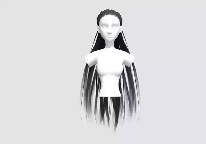 Female Long Hairstyle 3D model Female Long Hairstyle 3D model