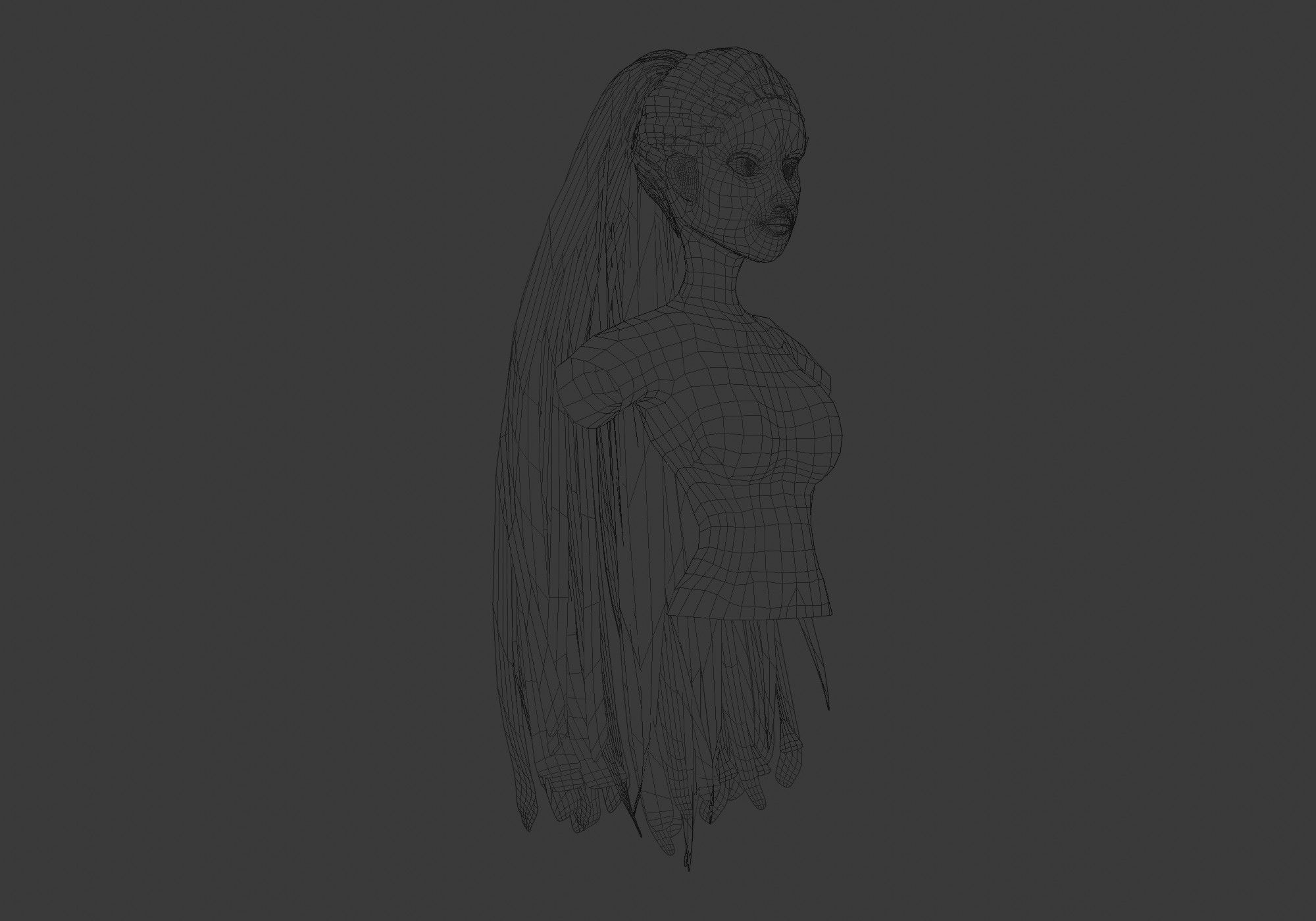 Female Long Hairstyle 3D model_6