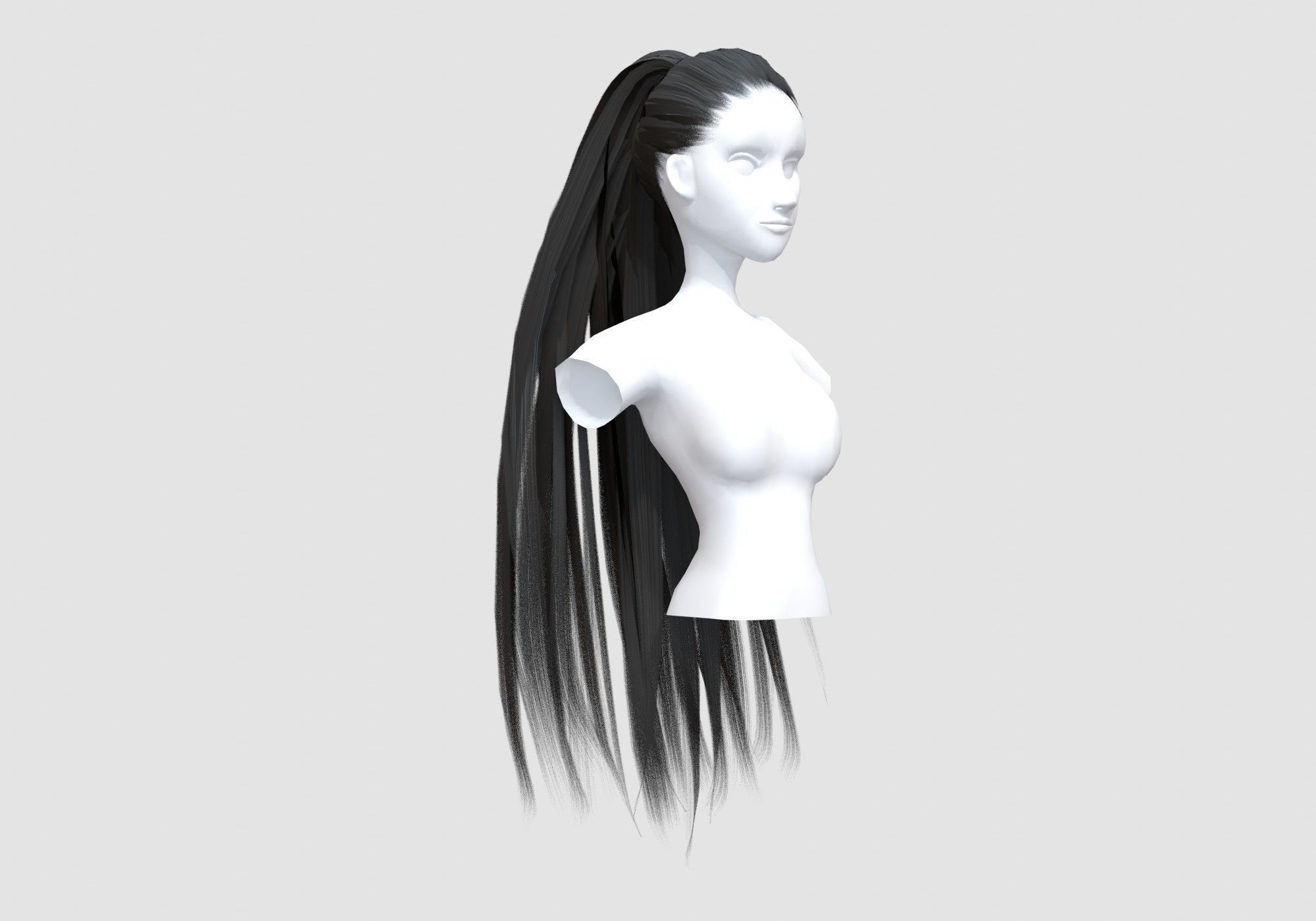 Female Long Hairstyle 3D model_1