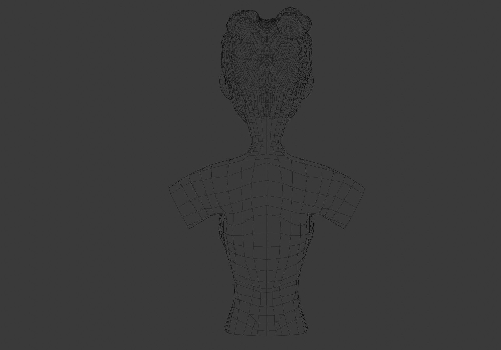 Cute Bun Hairstyle 3D model_9