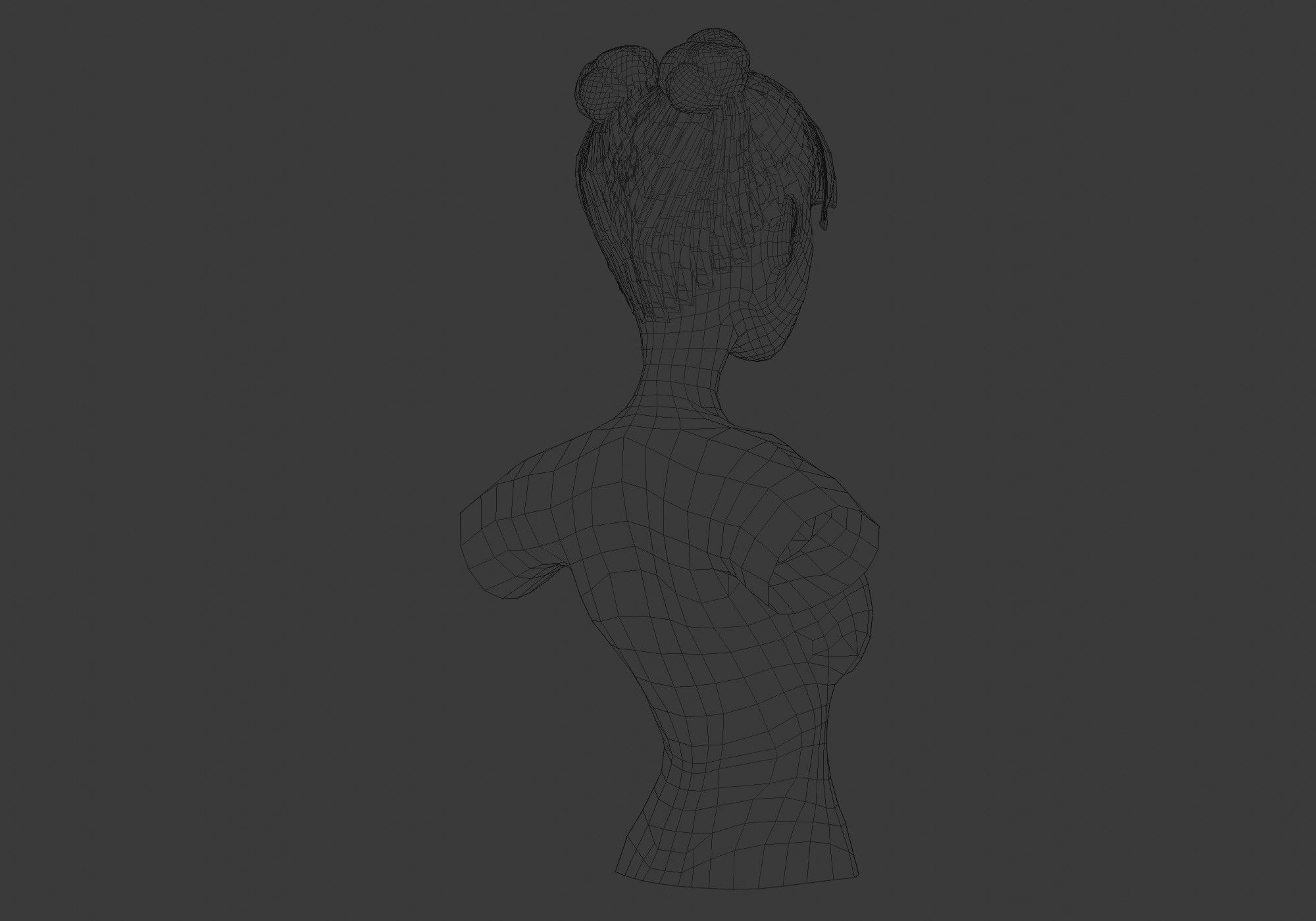 Cute Bun Hairstyle 3D model_8