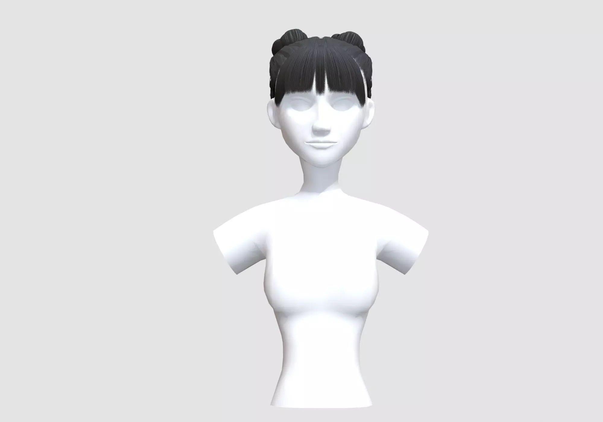 Cute Bun Hairstyle 3D model_0