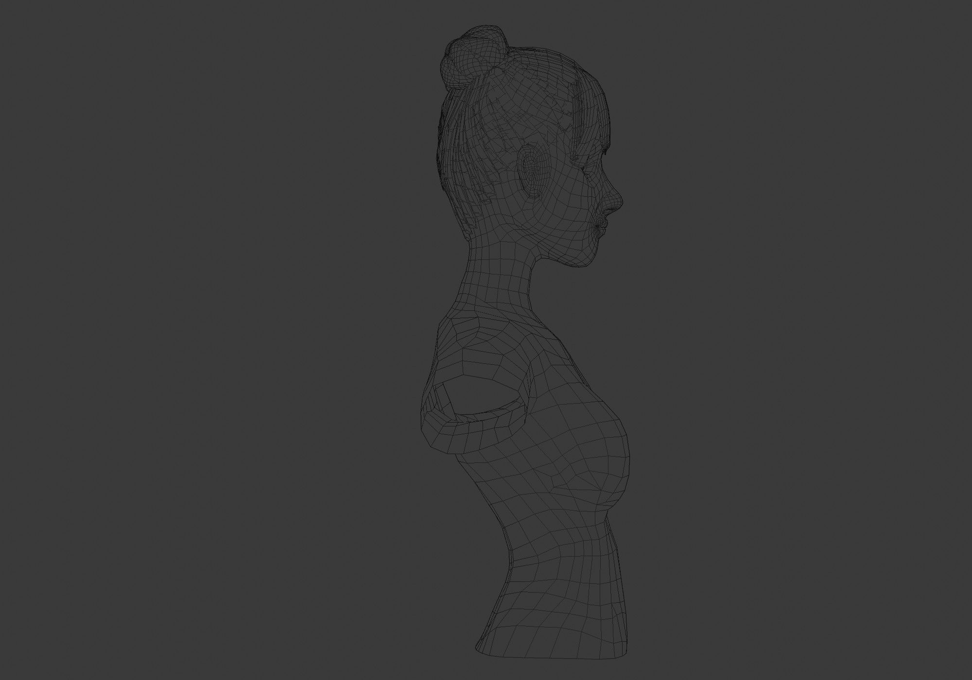 Cute Bun Hairstyle 3D model_7