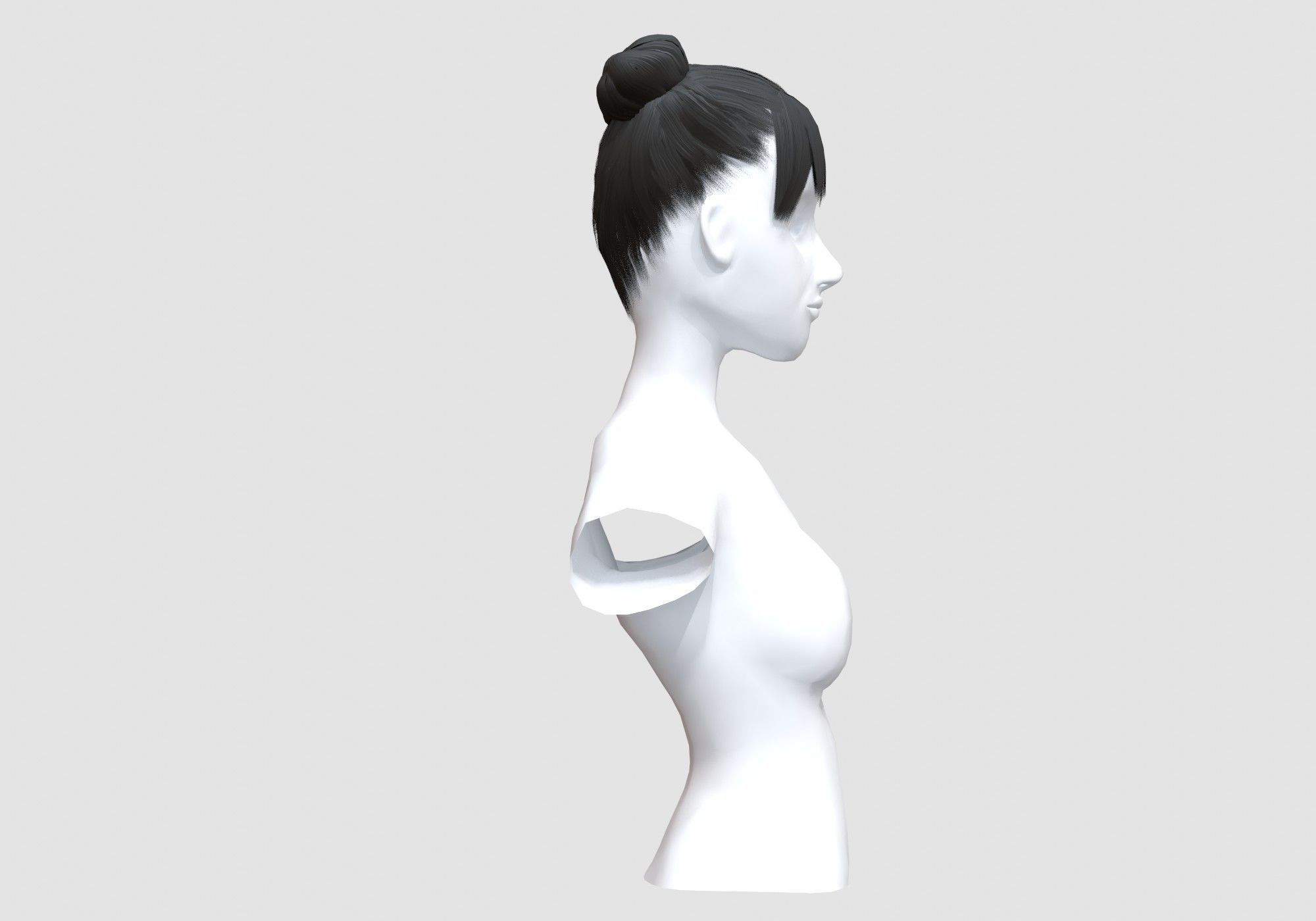 Cute Bun Hairstyle 3D model_2