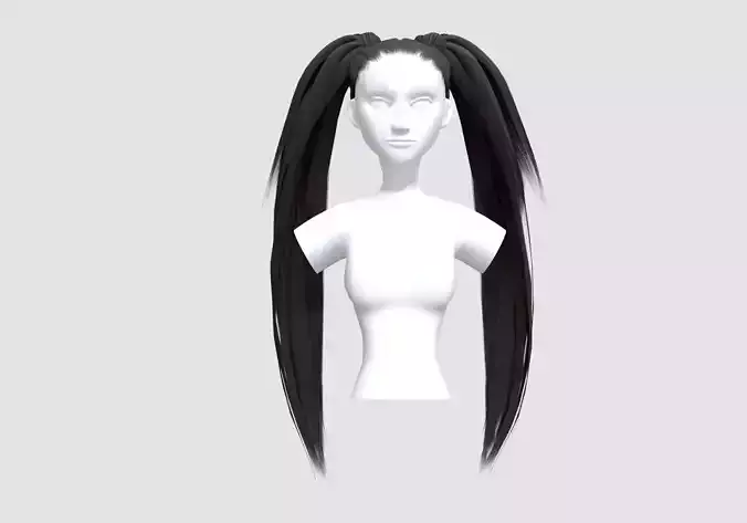 Bun Pigtails Hairstyle  3D model