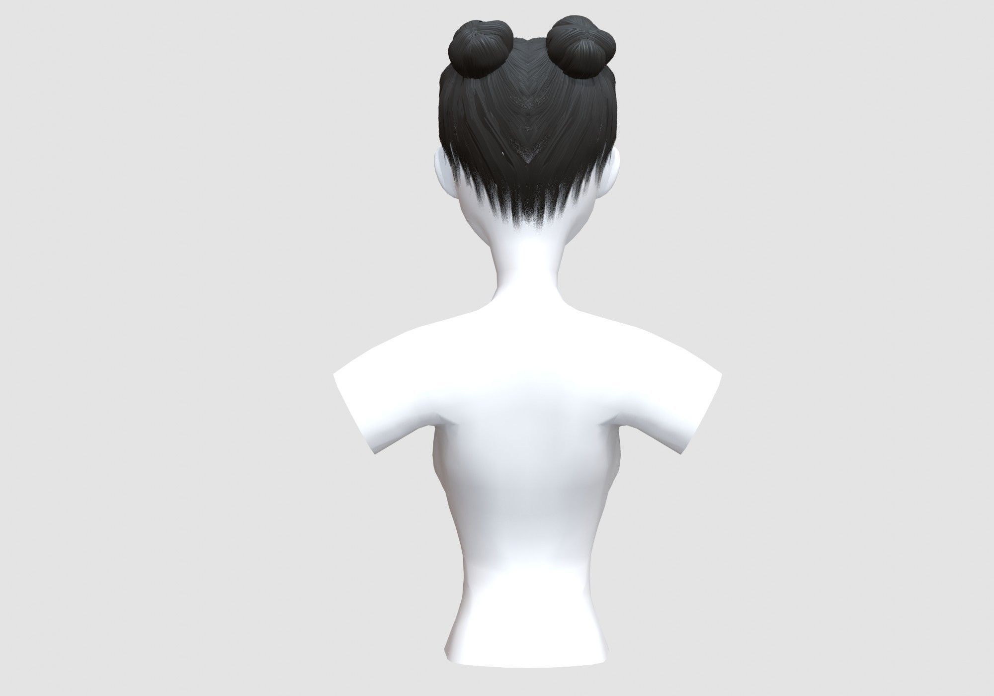 Bun Bangs Hairstyle 3D model_4