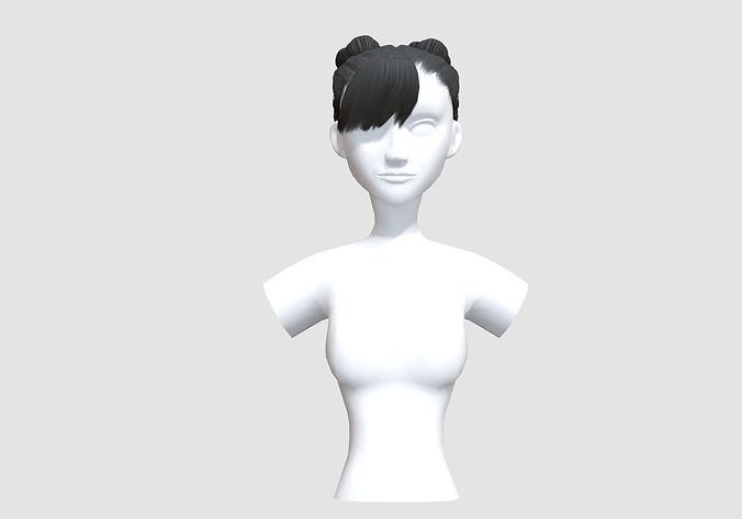 Bun Bangs Hairstyle  3D model
