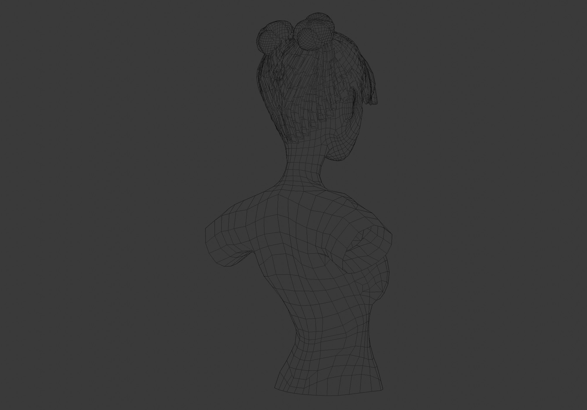 Bun Bangs Hairstyle 3D model_8
