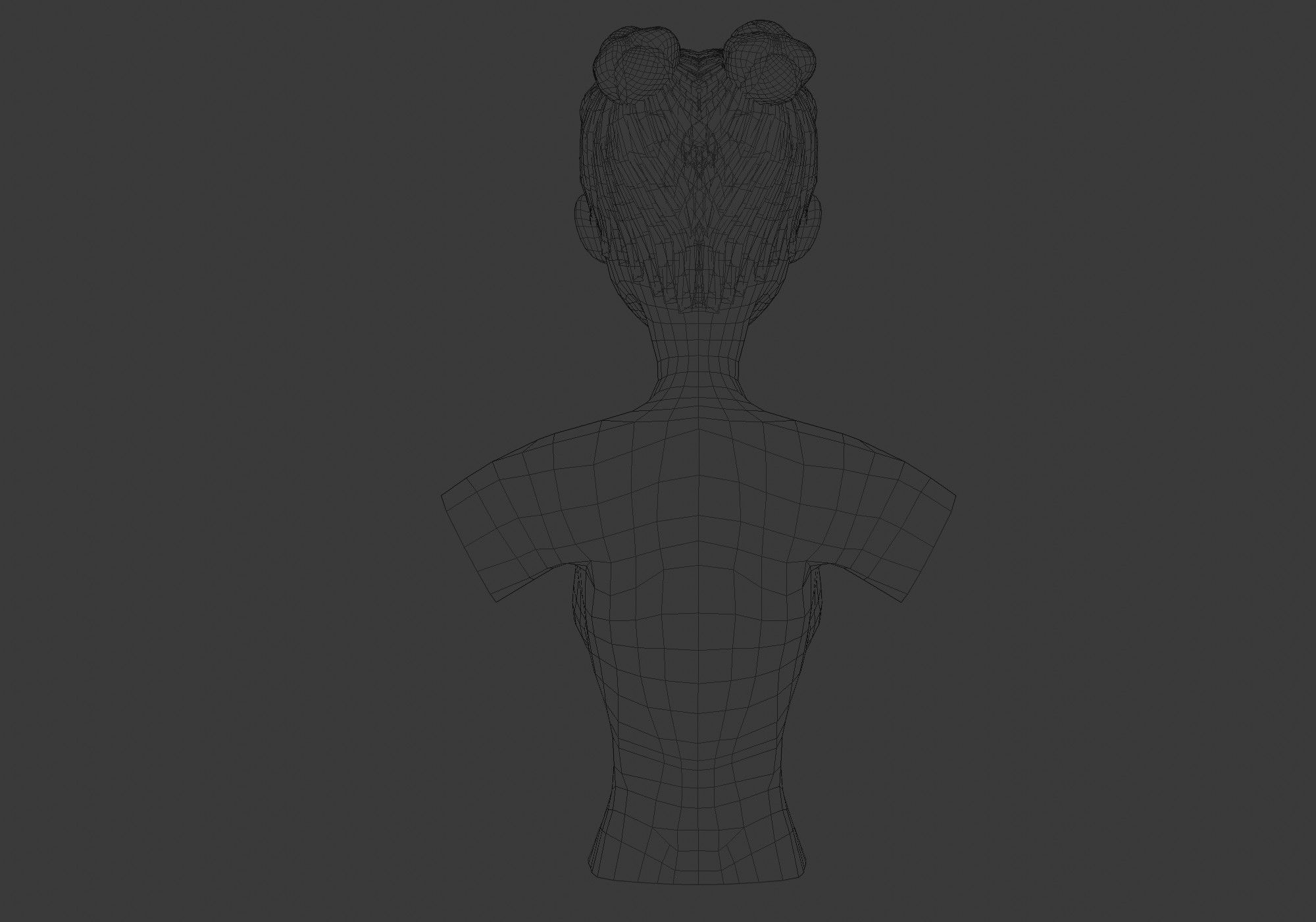 Bun Bangs Hairstyle 3D model_9