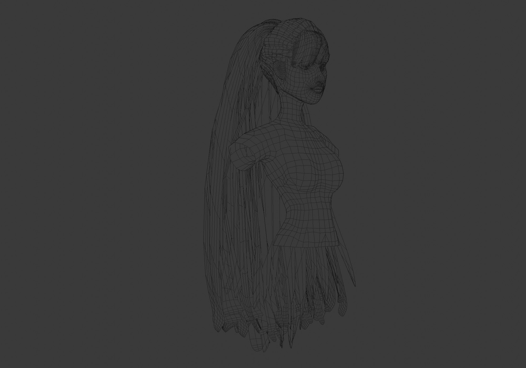 Bangs Long Hairstyle 3D model_6
