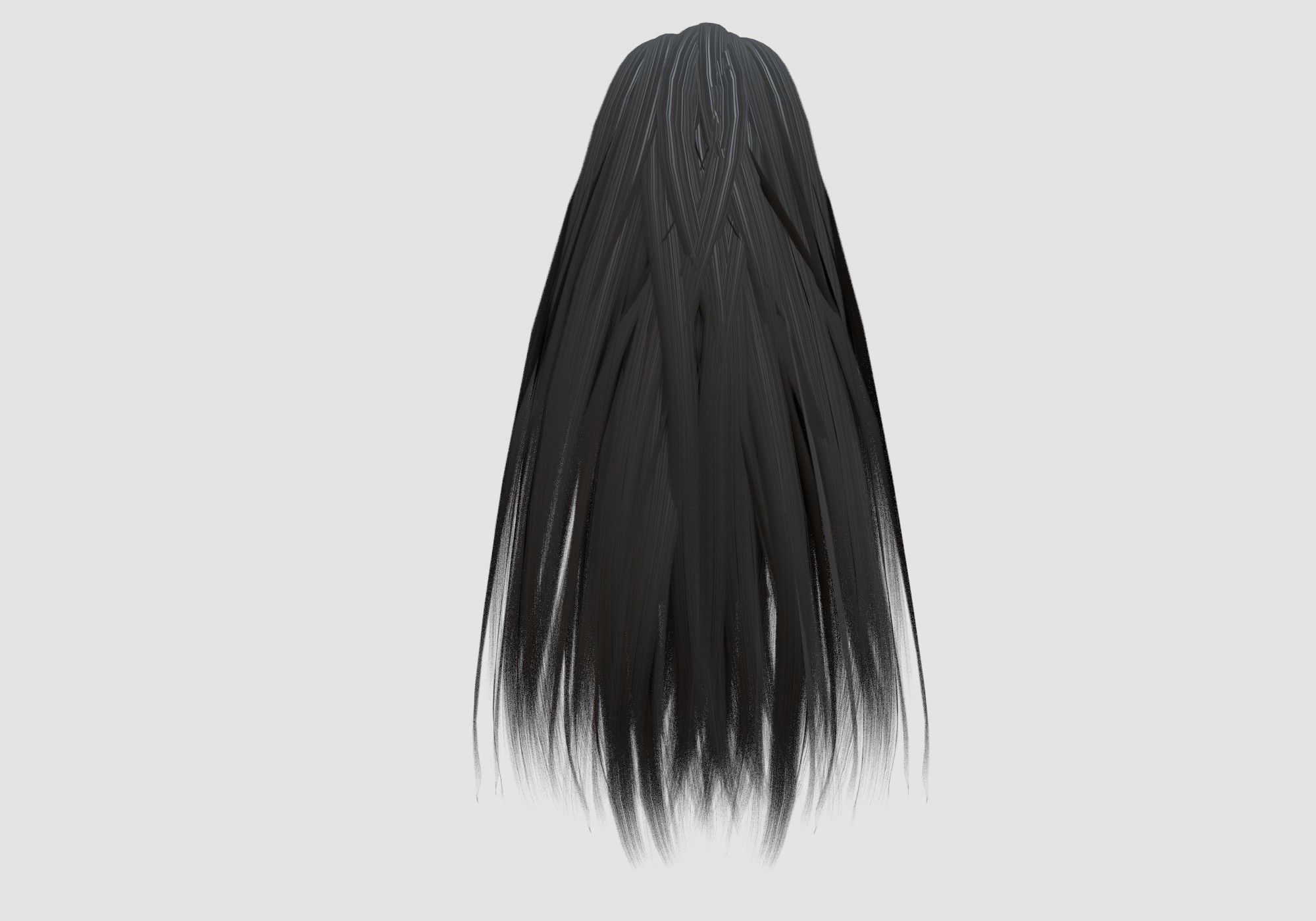 Bangs Long Hairstyle 3D model_4