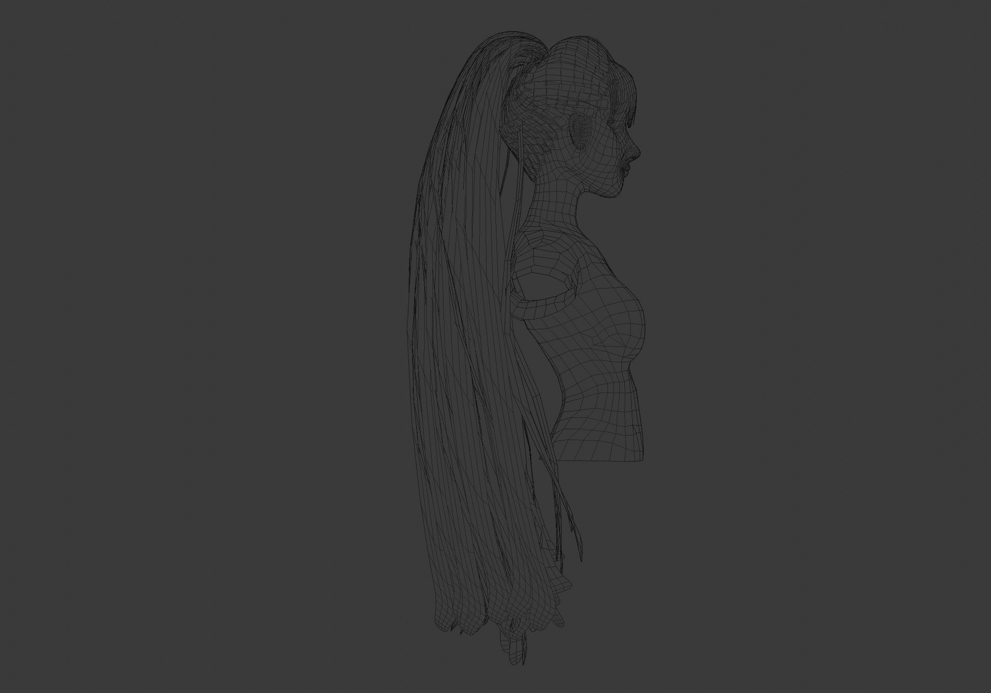 Bangs Long Hairstyle 3D model_7