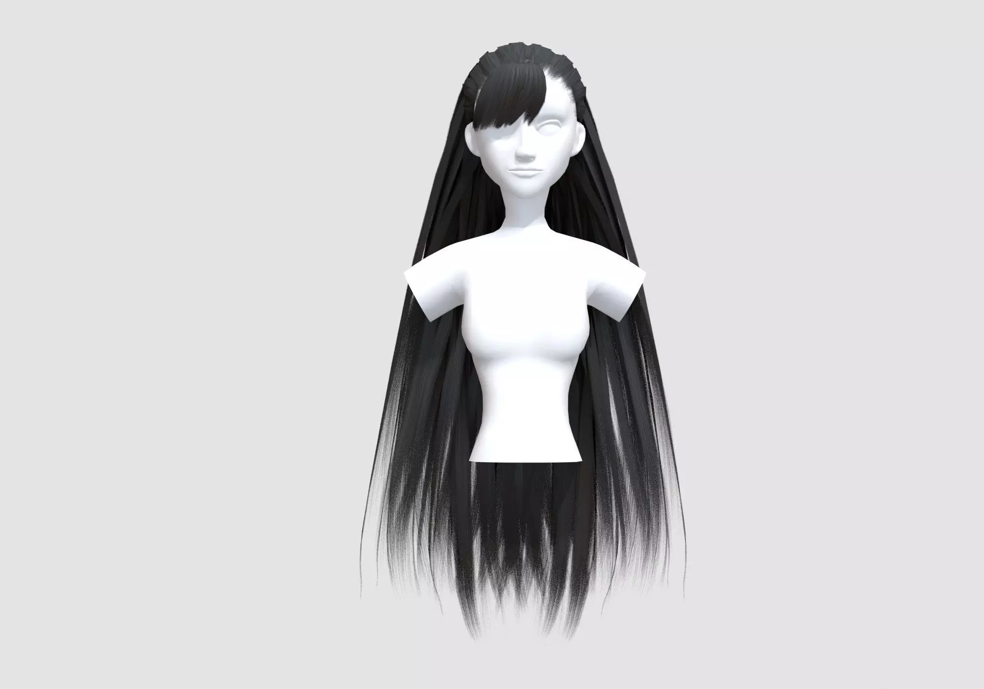 Bangs Long Hairstyle 3D model_0