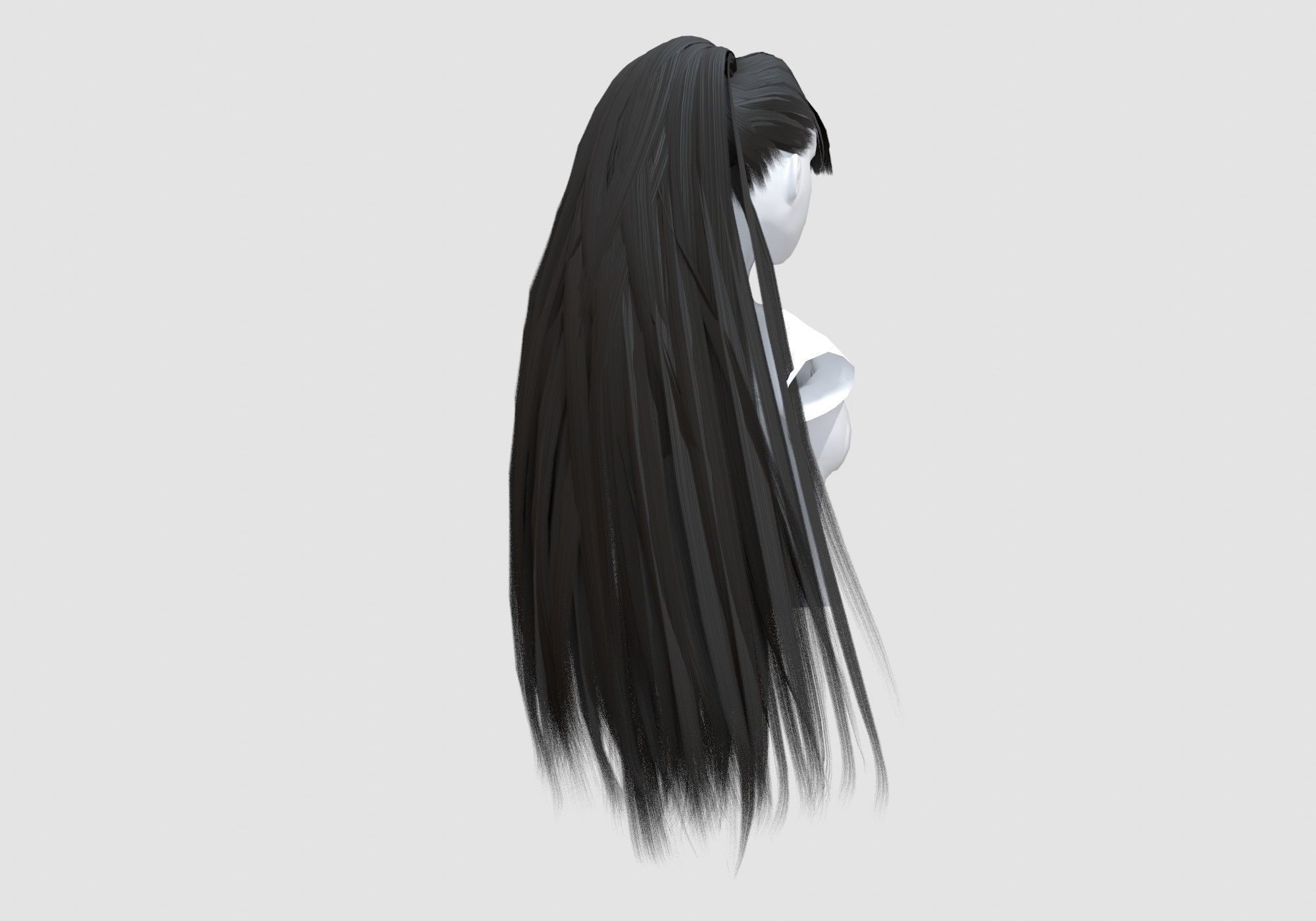 Bangs Long Hairstyle 3D model_3