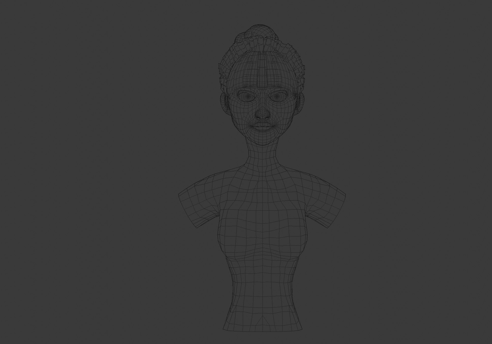 Bangs Bun Hairstyle 3D model_5