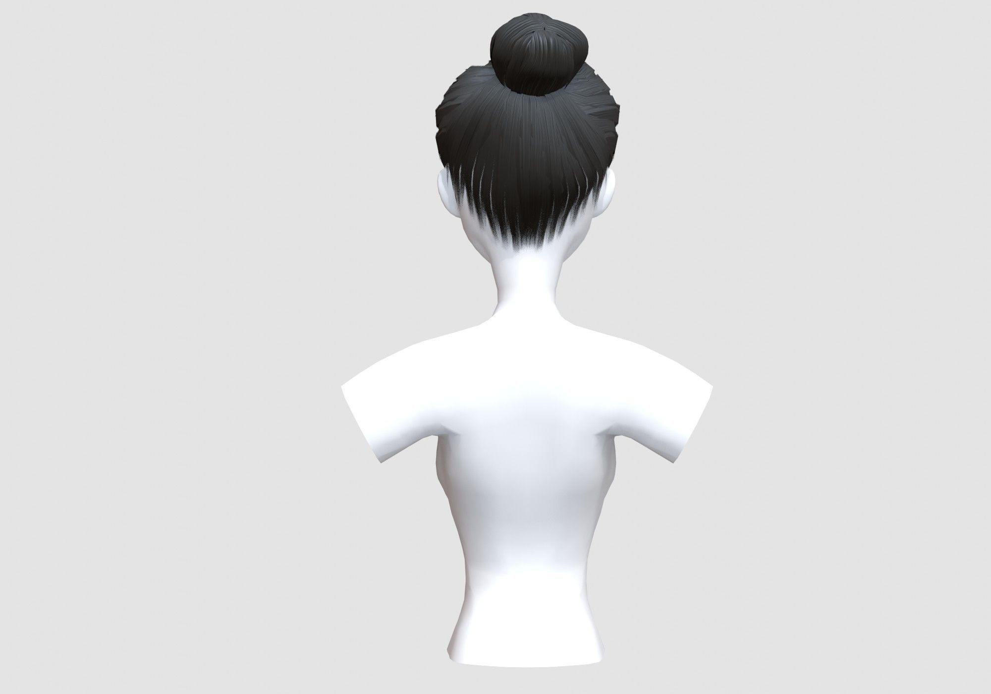 Bangs Bun Hairstyle 3D model_4