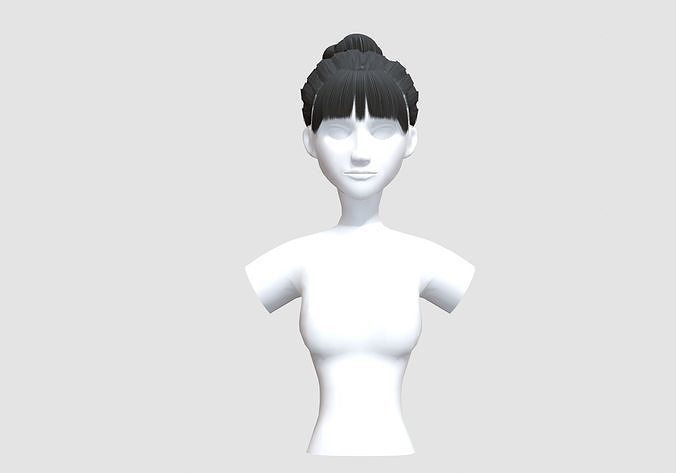 Bangs Bun Hairstyle  3D model