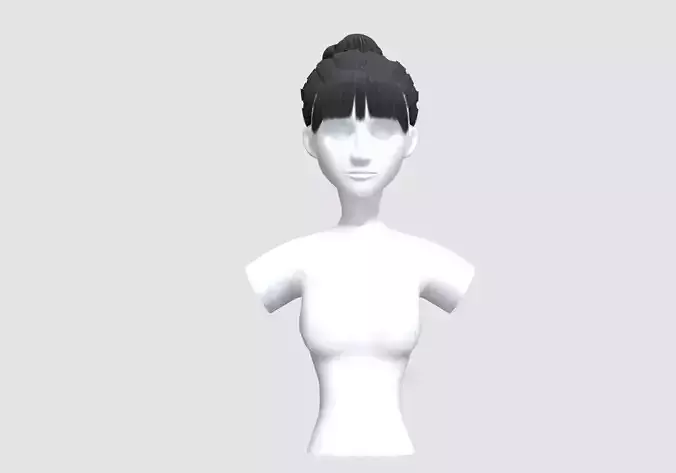 Bangs Bun Hairstyle 3D model Bangs Bun Hairstyle 3D model