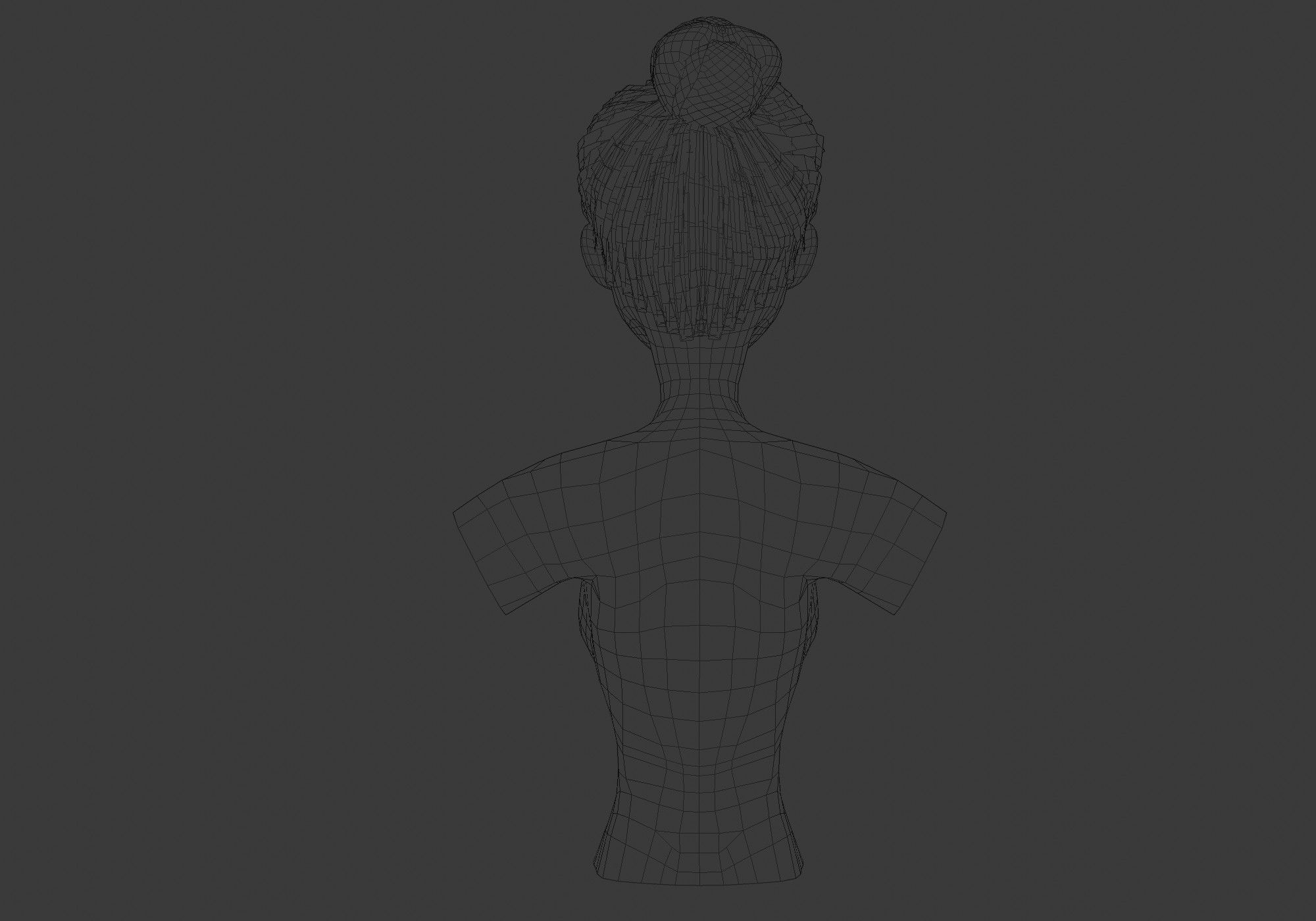 Bangs Bun Hairstyle 3D model_9
