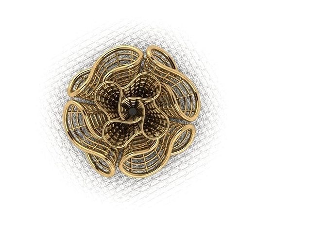 pendant50 gold flower brooch 3D print model