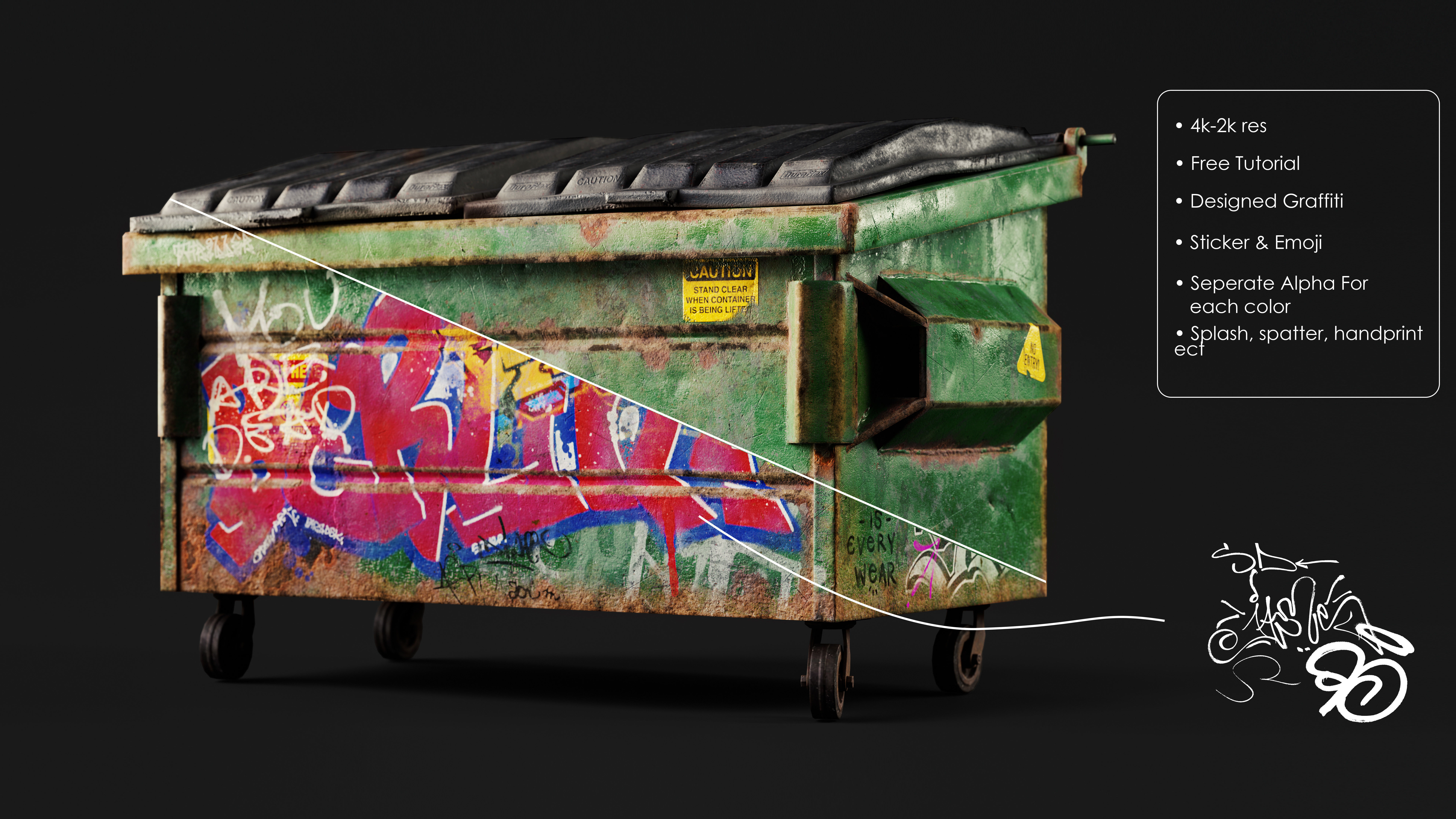 600 Graffiti Decal for 3d 2d Software Texture_2