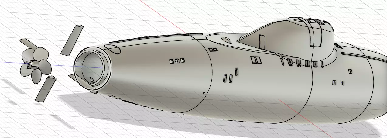 RC 1 96 scale Alfa Submarine  3D print model_2