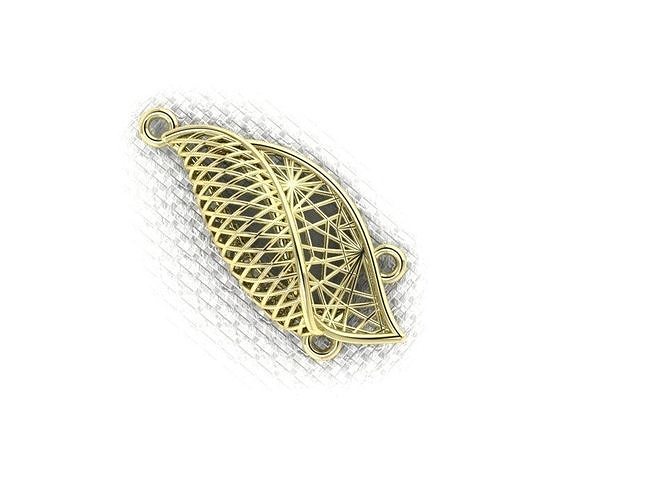 pendant58 gold plated sterling silver leaf bead 3D print model