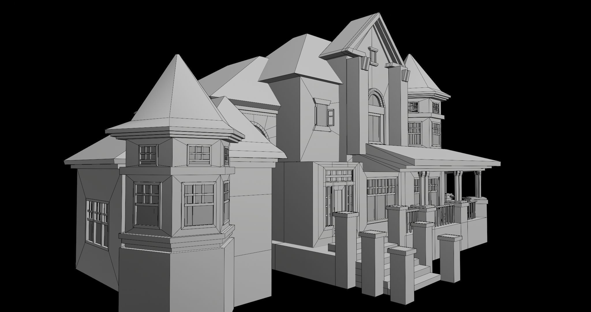 House08 Game Ready All PBR Unity UE V-Ray Textures Included Low-poly 3D model_26