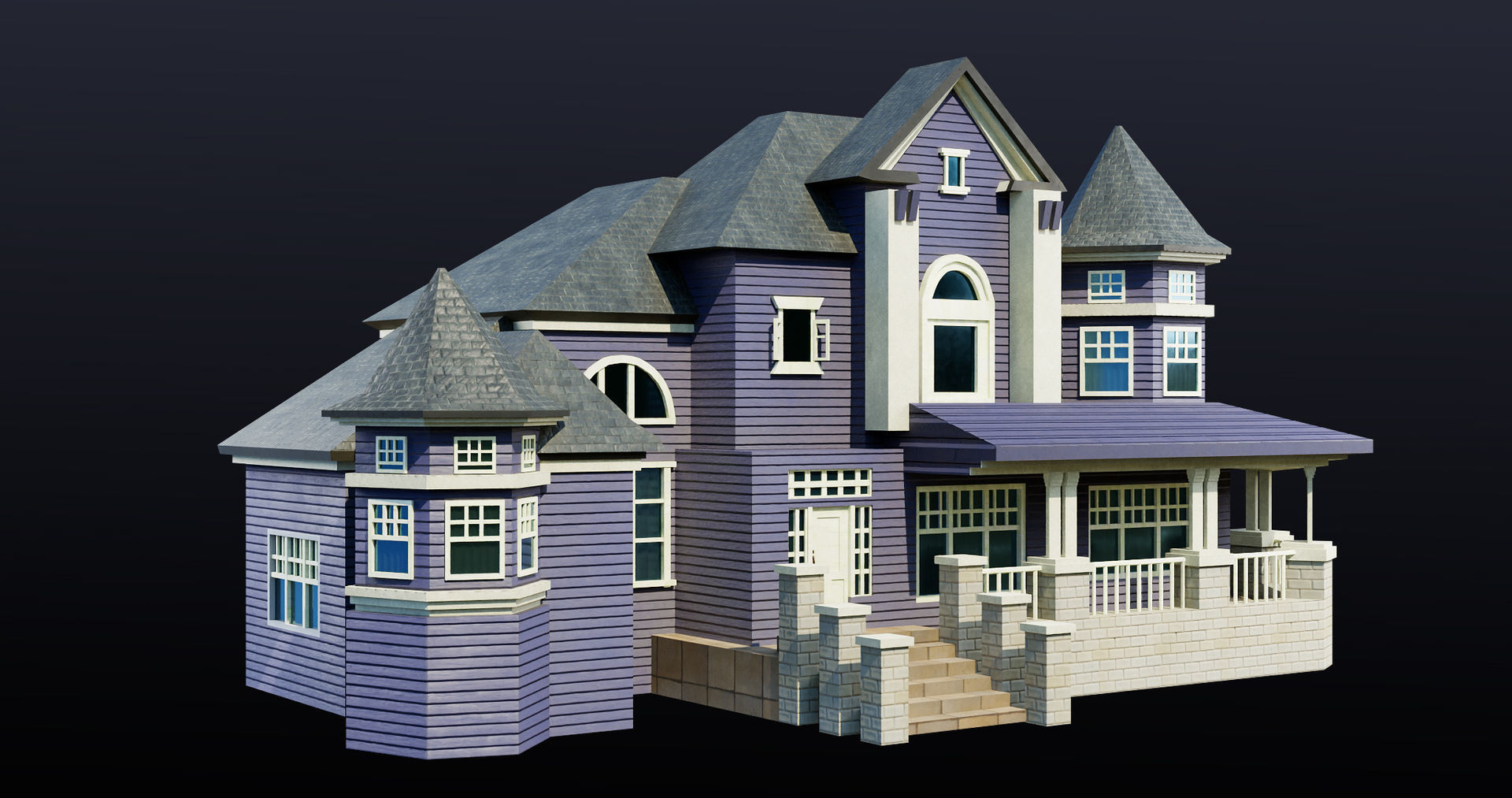 House08 Game Ready All PBR Unity UE V-Ray Textures Included Low-poly 3D model_2