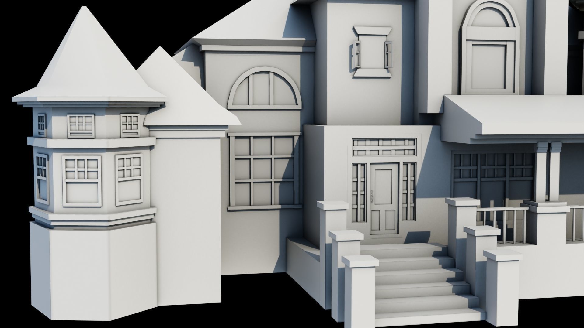 House08 Game Ready All PBR Unity UE V-Ray Textures Included Low-poly 3D model_35