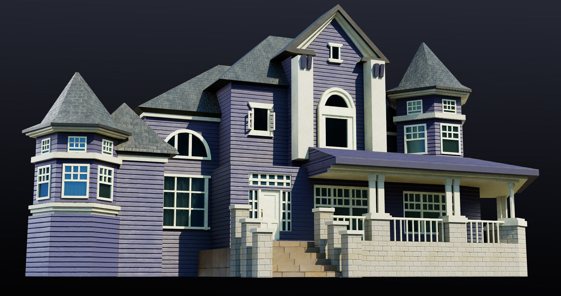 House08 Game Ready All PBR Unity UE V-Ray Textures Included Low-poly 3D model_18