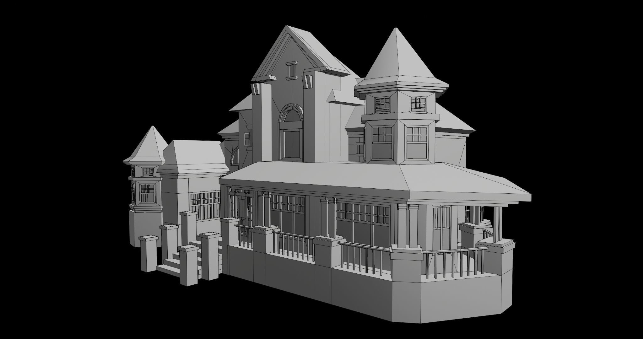 House08 Game Ready All PBR Unity UE V-Ray Textures Included Low-poly 3D model_27