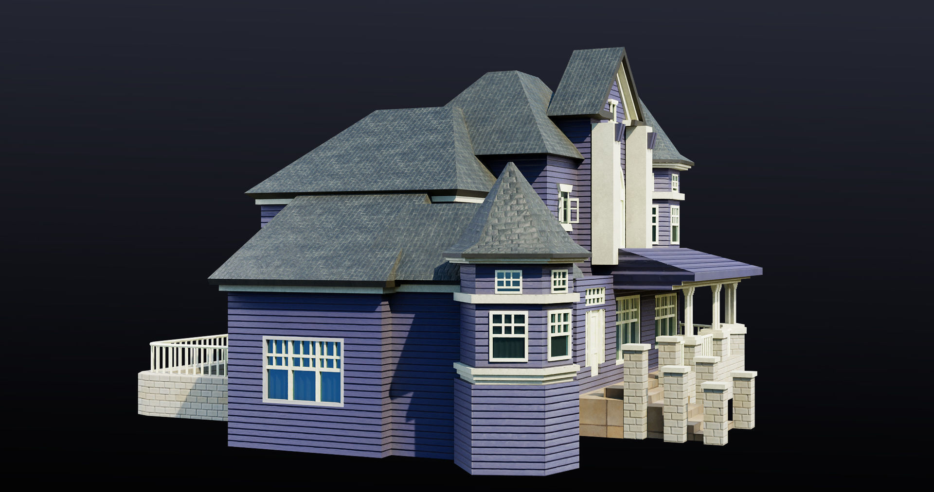 House08 Game Ready All PBR Unity UE V-Ray Textures Included Low-poly 3D model_3
