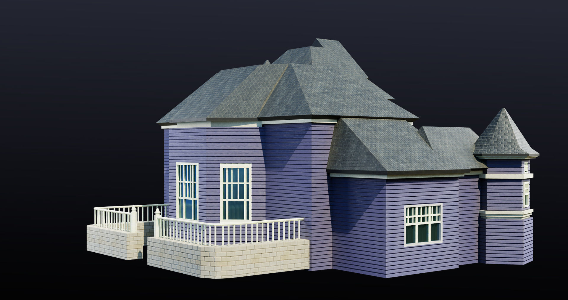 House08 Game Ready All PBR Unity UE V-Ray Textures Included Low-poly 3D model_4