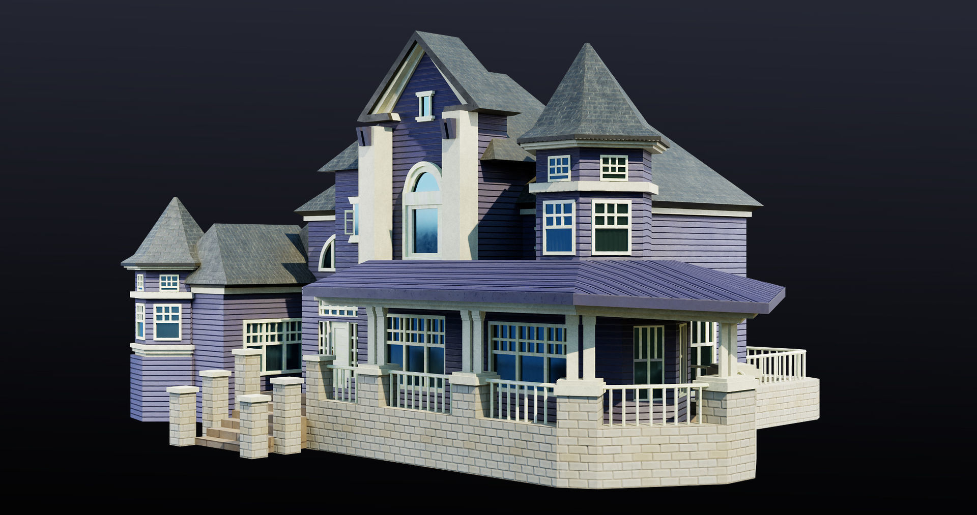 House08 Game Ready All PBR Unity UE V-Ray Textures Included Low-poly 3D model_7
