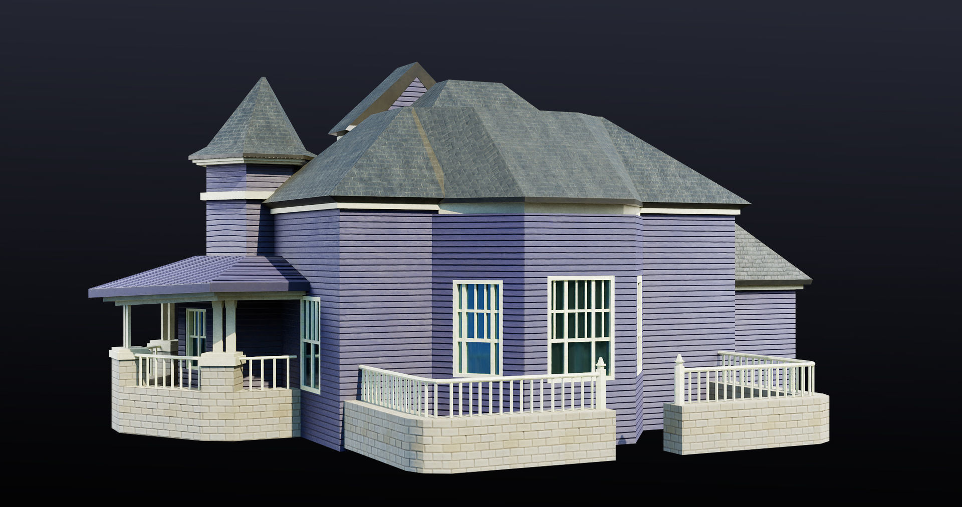 House08 Game Ready All PBR Unity UE V-Ray Textures Included Low-poly 3D model_6