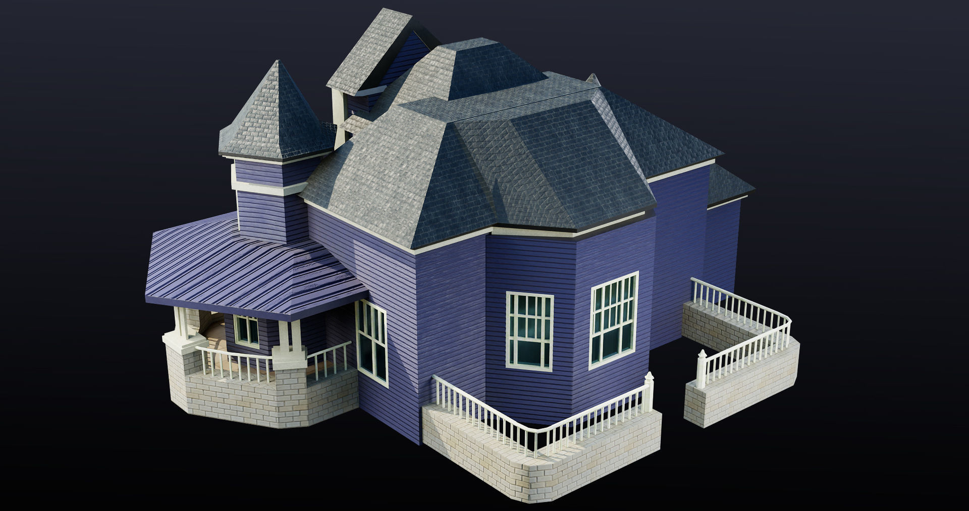 House08 Game Ready All PBR Unity UE V-Ray Textures Included Low-poly 3D model_21