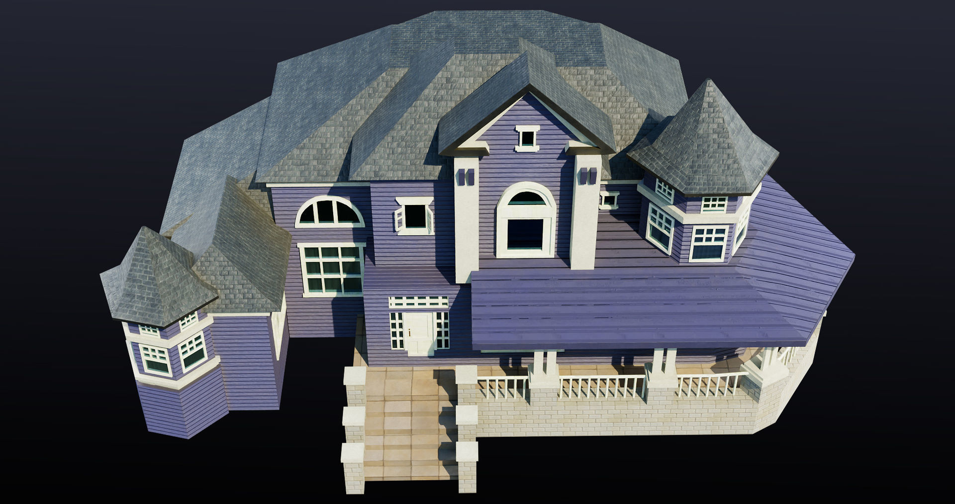House08 Game Ready All PBR Unity UE V-Ray Textures Included Low-poly 3D model_8
