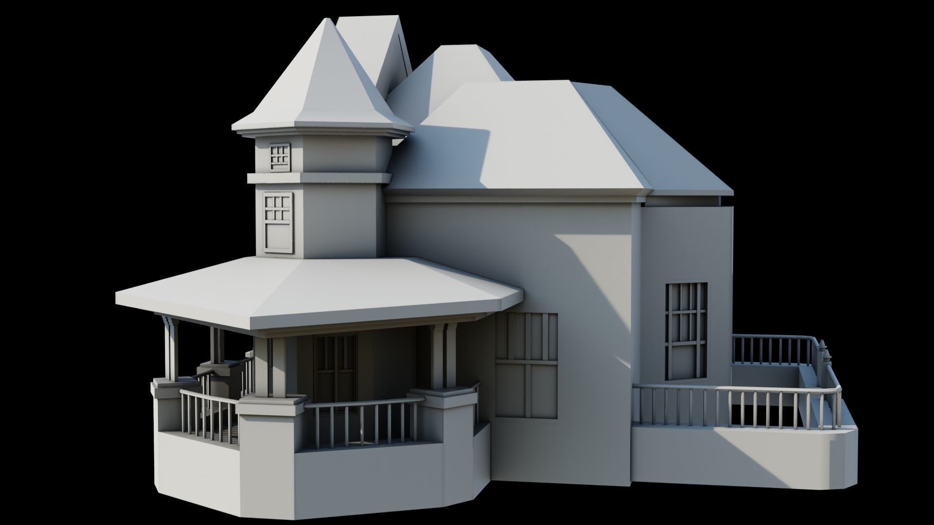 House08 Game Ready All PBR Unity UE V-Ray Textures Included Low-poly 3D model_34