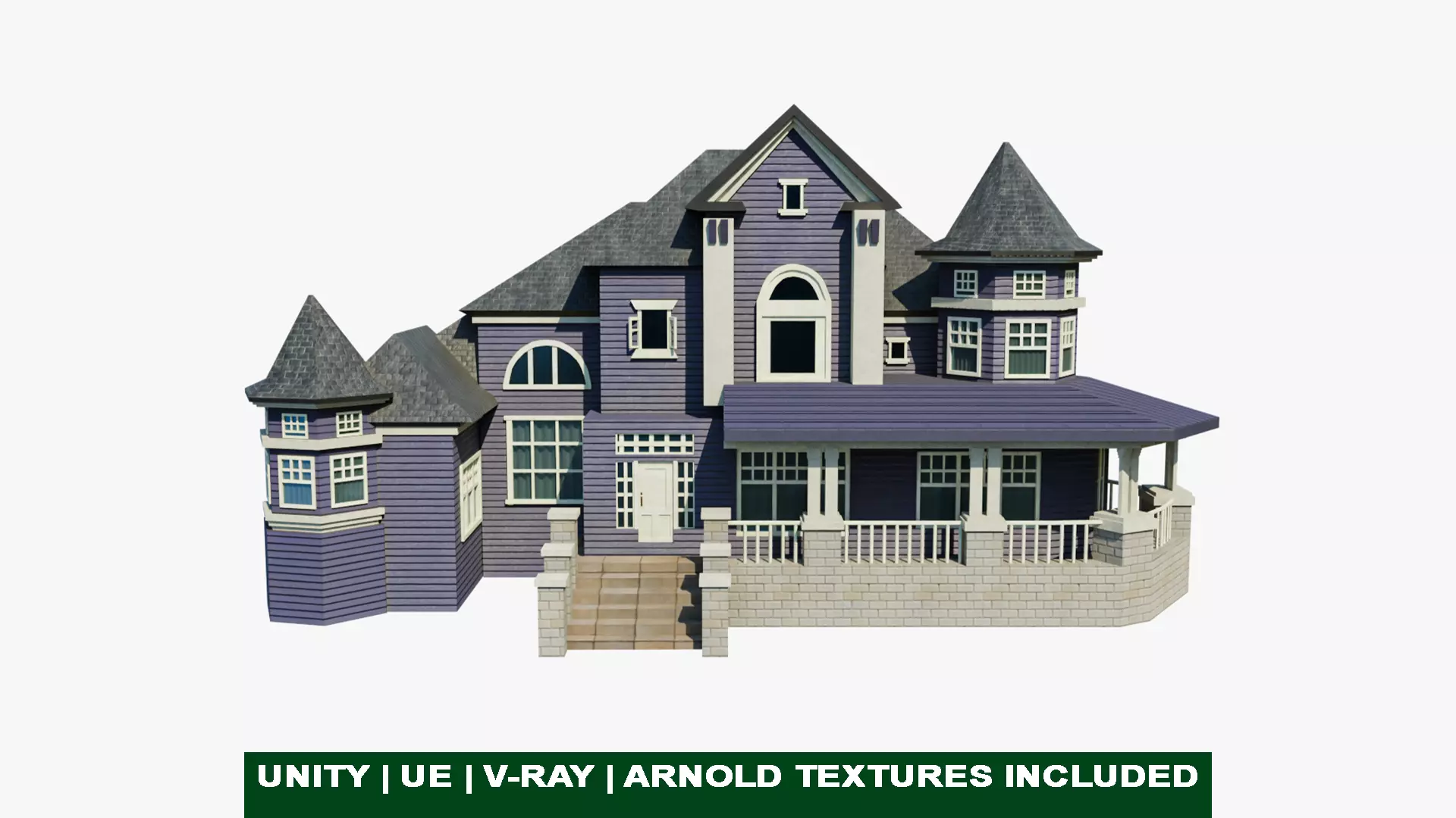 House08 Game Ready All PBR Unity UE V-Ray Textures Included Low-poly 3D model_0