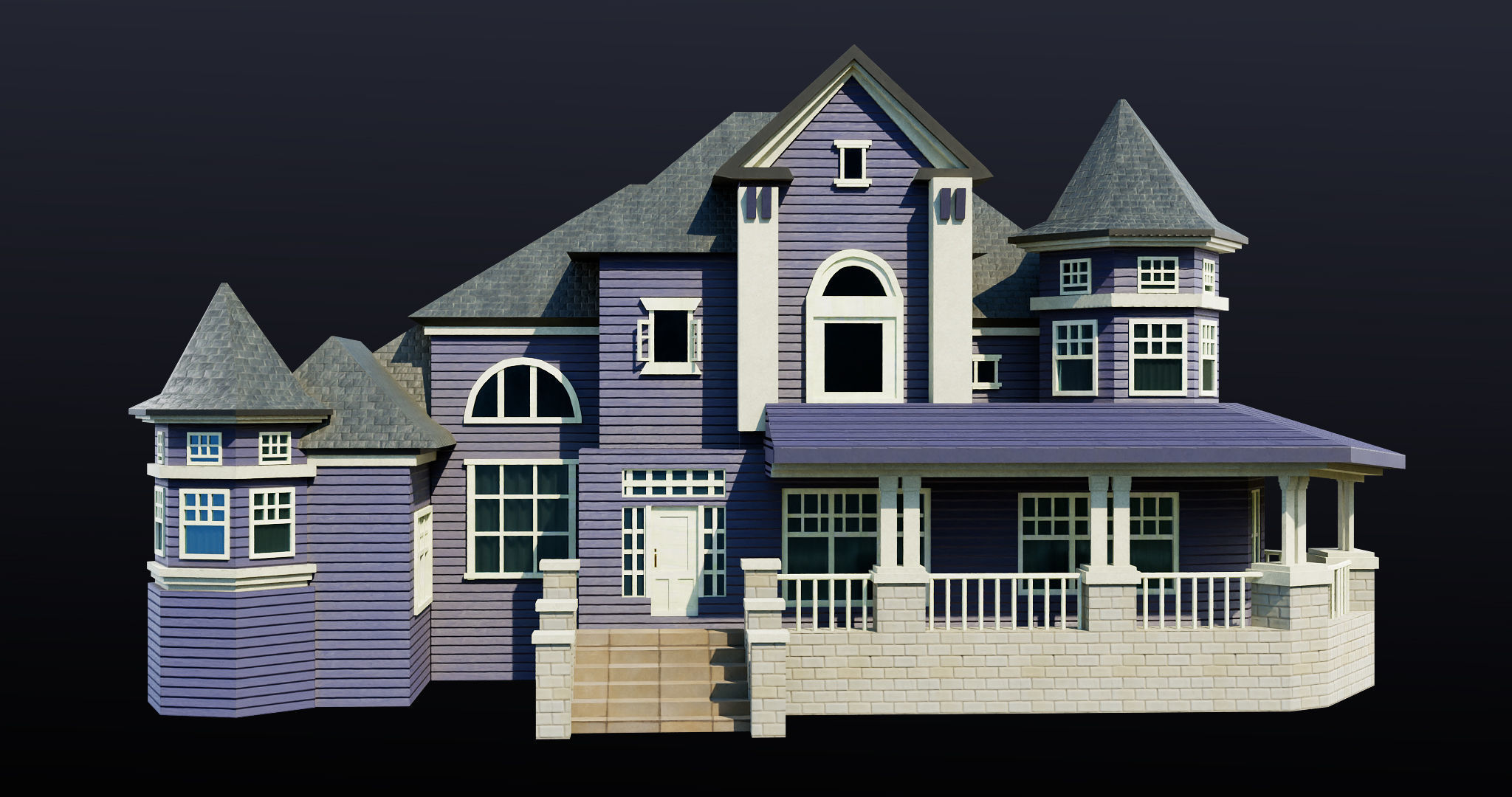 House08 Game Ready All PBR Unity UE V-Ray Textures Included Low-poly 3D model_1