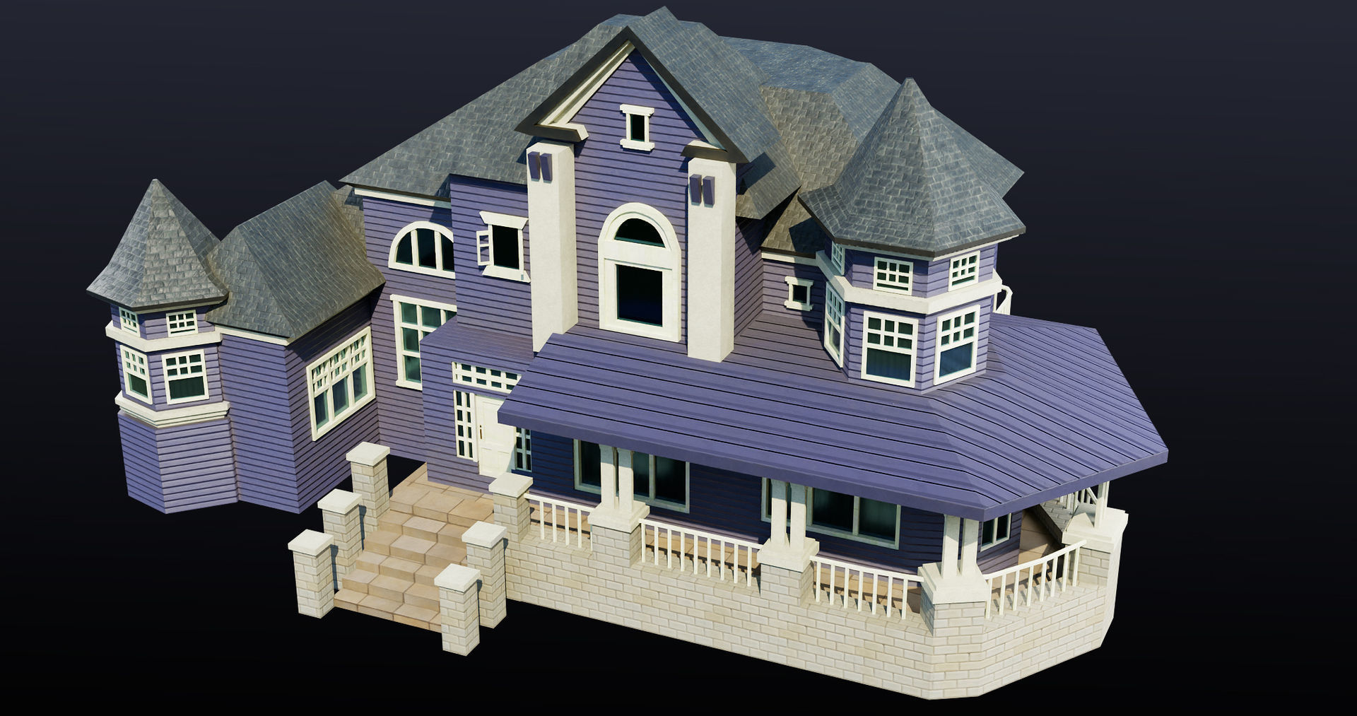 House08 Game Ready All PBR Unity UE V-Ray Textures Included Low-poly 3D model_17