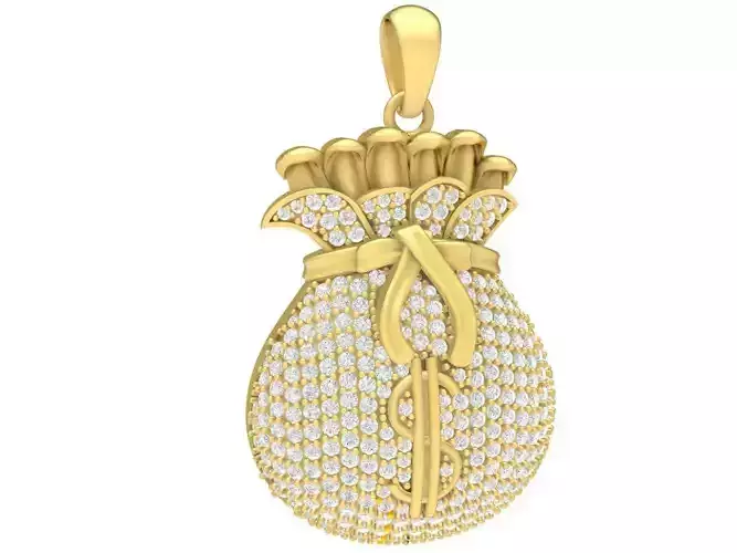 Diamond Money Bag Dollar Pendant 3662