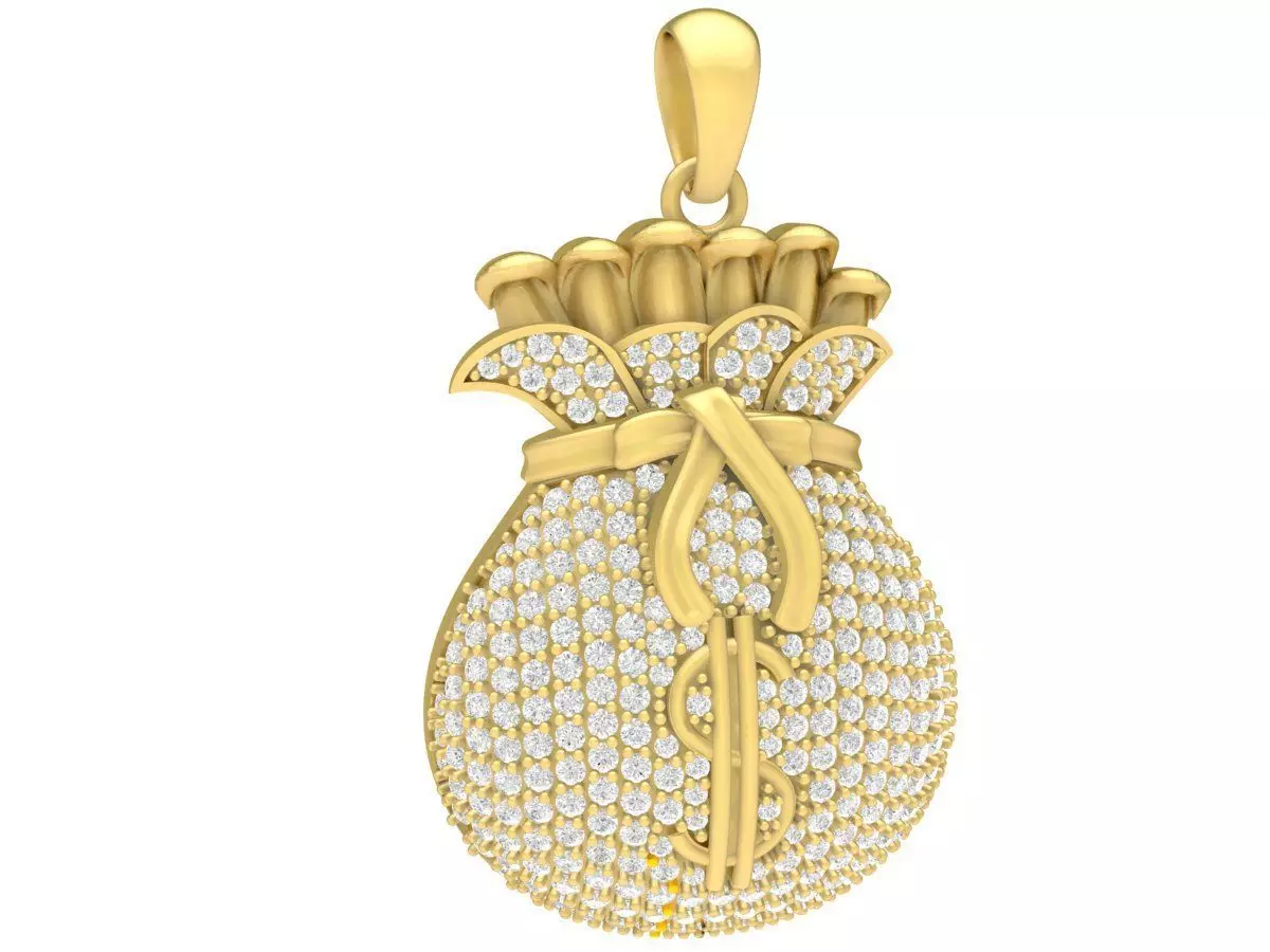 Luxury Diamond Money Bag Pendant for Jewelry 3662 3D print model