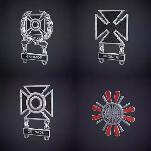 Marksmanship Low poly Badges 3D Model Collection