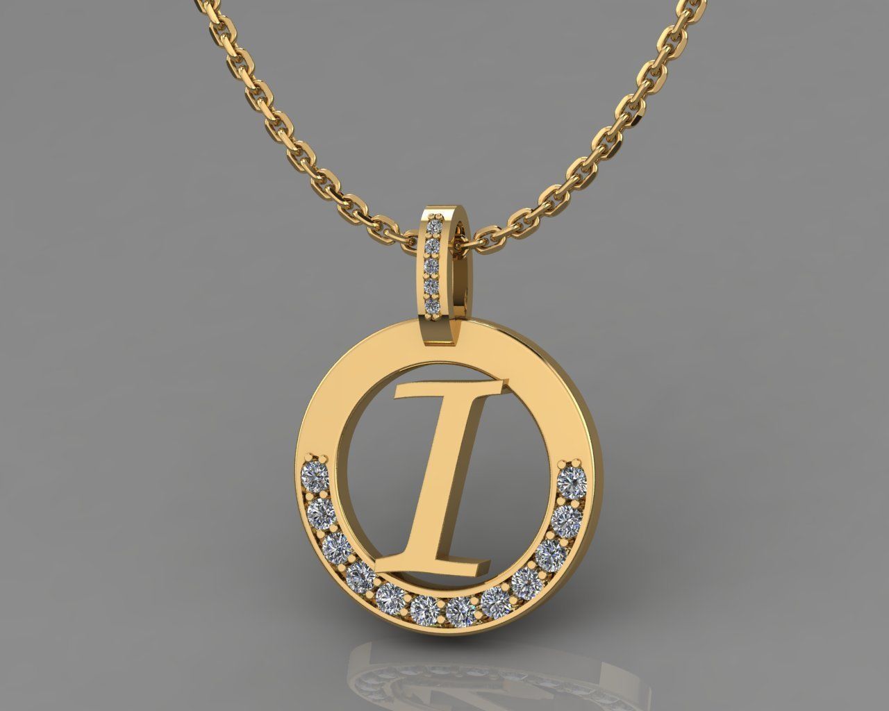 I Letter Pendant 3D print model_4