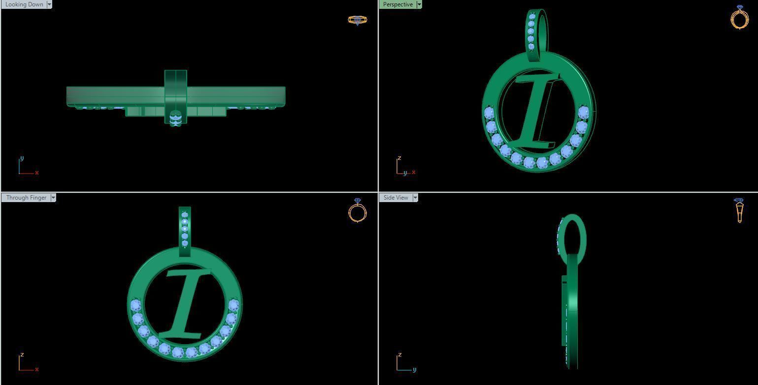 I Letter Pendant 3D print model_8