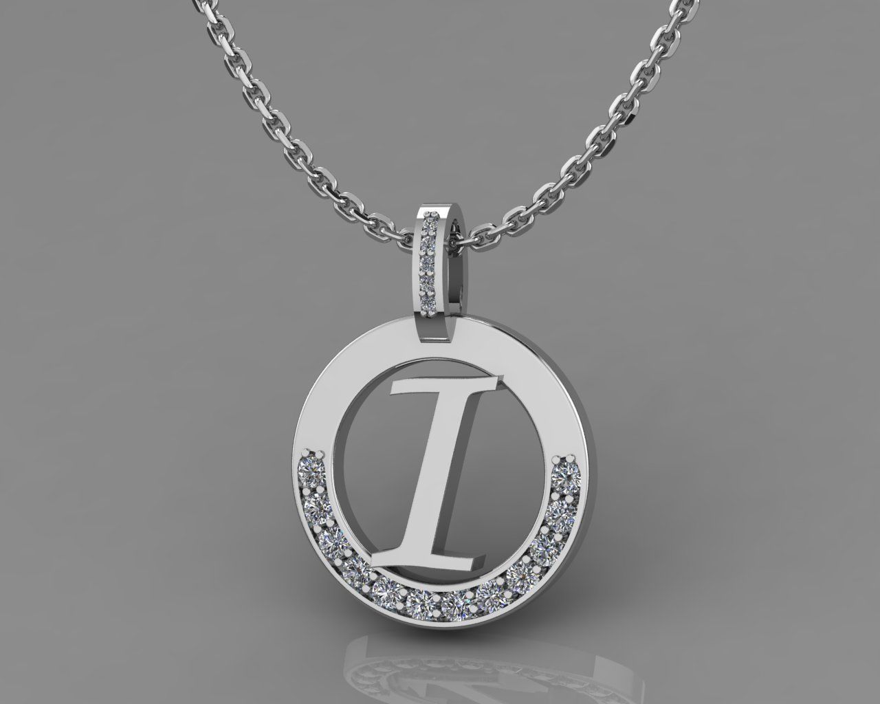 I Letter Pendant 3D print model_3