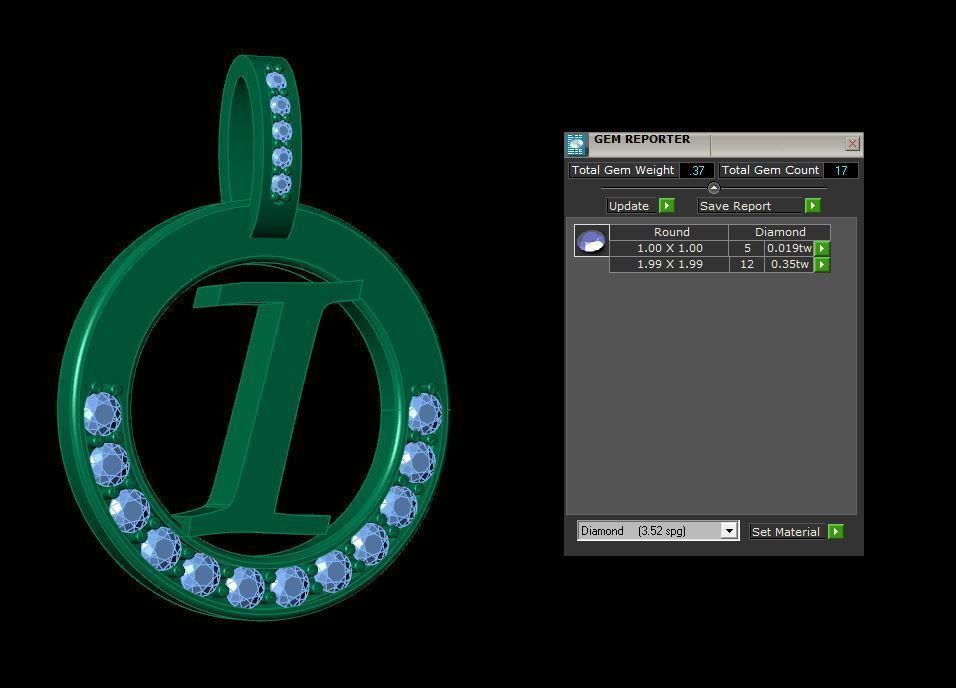 I Letter Pendant 3D print model_7