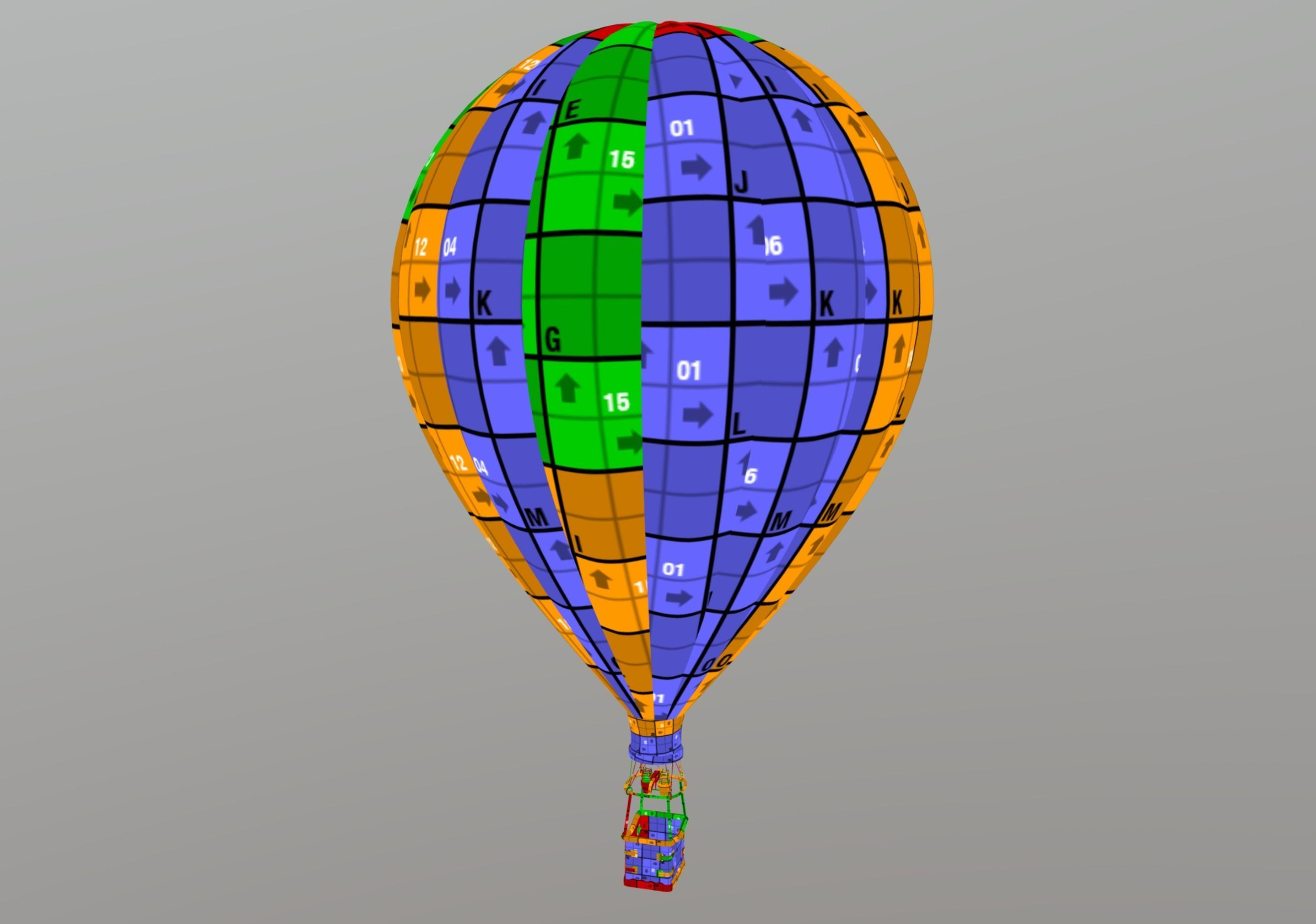 Hot Air Balloon Low-poly 3D model_7